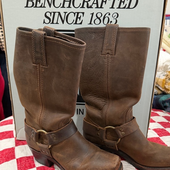 Frye Shoes - Frye Dark Brown Leather Moto Boots